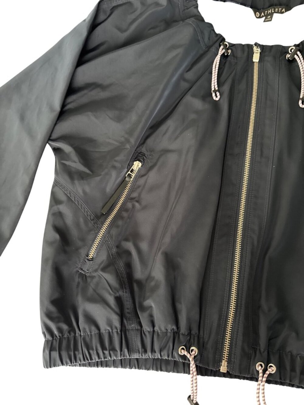 Athleta Chill Bomber Jacket 202074-04 Womens M Navy Captain Lined Zip Drawstring - Picture 10 of 16